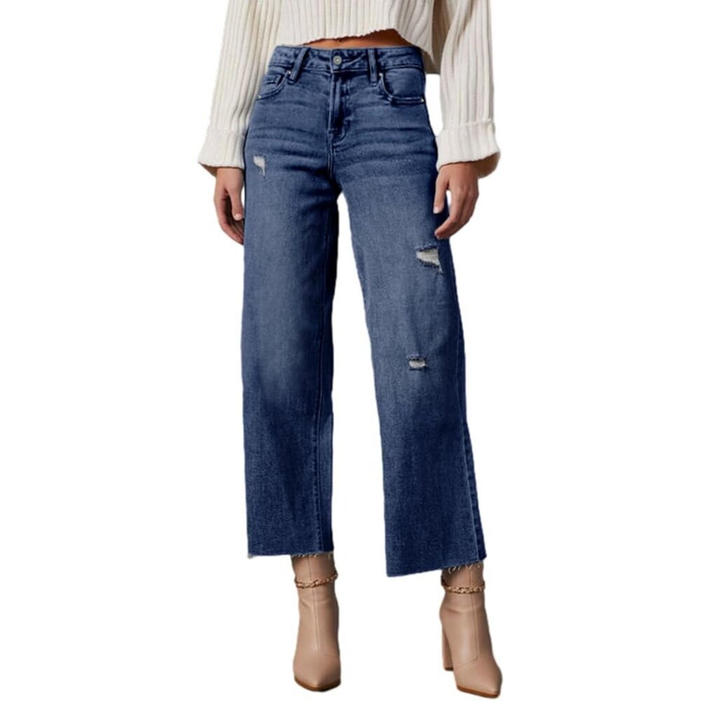 Women's High Waist Baggy Jeans Wide Leg Casual Petite Denim Pants